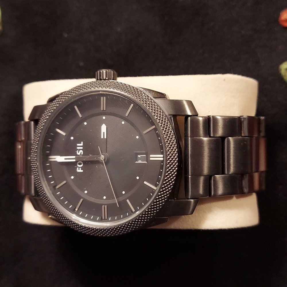 Fossil Machine Black Dial Smoke IP Stainless Steel Men's Watch